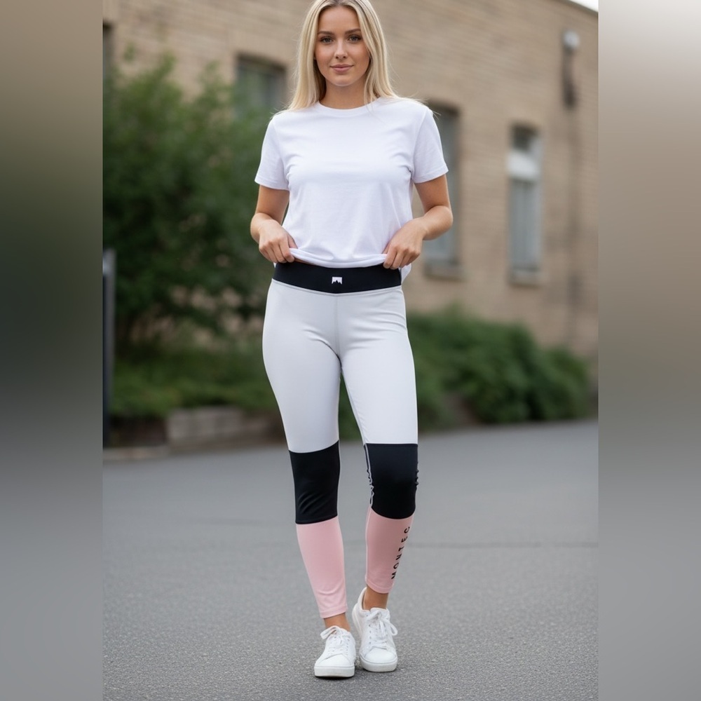 Montec Black, White, and Pink Women's Base Layer Leggings